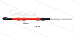 Iso88 lans - L=1500mm - recht - RVS - draaibare isolatie L=500mm - zwart/rood/zwart - max 80°C