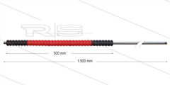 Iso77 lans - L=1500mm - recht - RVS - draaibare isolatie L=500mm - zwart/rood/zwart - max 80°C