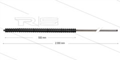 Iso77 lans - L=2000mm - recht - RVS - isolatie L=500mm - 400 Bar - max 80°C - 2 x 1/4" bu