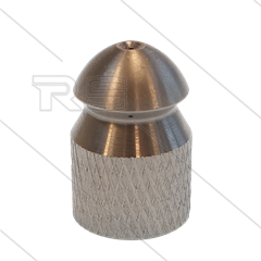 Rioolnozzle met voorboring - 0.065 - 3x naar achter + 1x naar voren - 1/4" bi - RVS