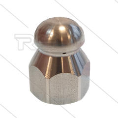 Rioolnozzle met voorboring - 0.095 - 3x naar achter + 1x naar voren - 1/4" bi - RVS