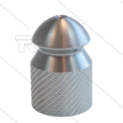 Rioolnozzle met voorboring - 0.050 - 3x naar achter + 1x naar voren  - 1/4" bi - RVS