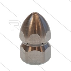 Rioolnozzle met voorboring - 0.055 - 3x naar achter + 1x naar voren - 3/8" bi - SW22 - RVS