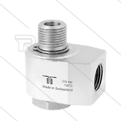 WDB Swivel - haaks - 1 lager - 3/8" bi BSP x 3/8" bu BSPT conische draad - 275 Bar - NW9 - 30 tpm - max 120°C