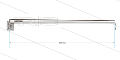 WAN - Zwenkarm wandmontage RVS binnenbuis - L=2500mm - zonder rustpositie - in 1/4" bi x uit 1/4" bu