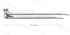 DDPbl - Zwenkarm dubbel plafond met LED-verlichting - L=1750 / 1900mm - in/uit 1/4" bi